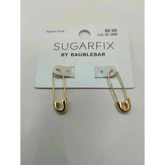 NEW SUGARFIX BY BAUBLEBAR GOLD SAFETY PIN DROP NICKEL FREE WOMENS EARRINGS - Picture 3 of 4